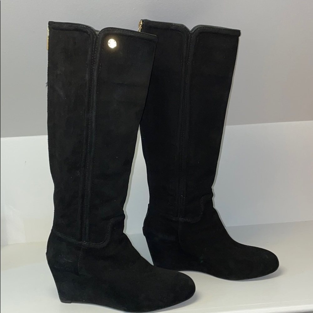 Tory Burch Irene Suede Wedge Boots, Black